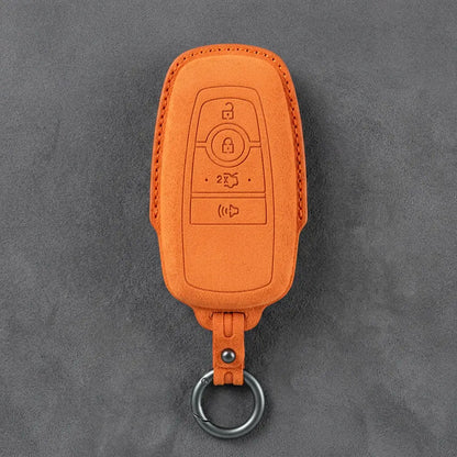 Ford Hand-Stitched Alcantara Key Fob Cover – Center-Ring Shield