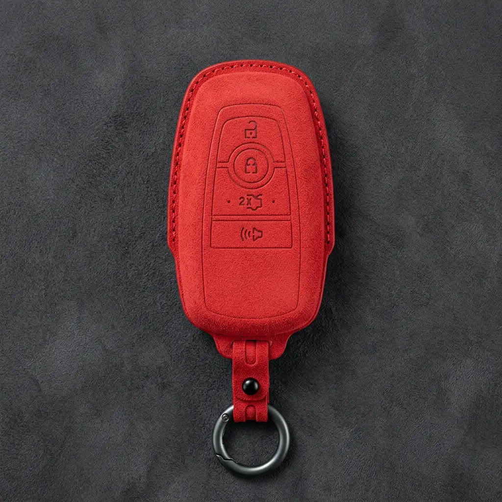 Ford Hand-Stitched Alcantara Key Fob Cover – Center-Ring Shield