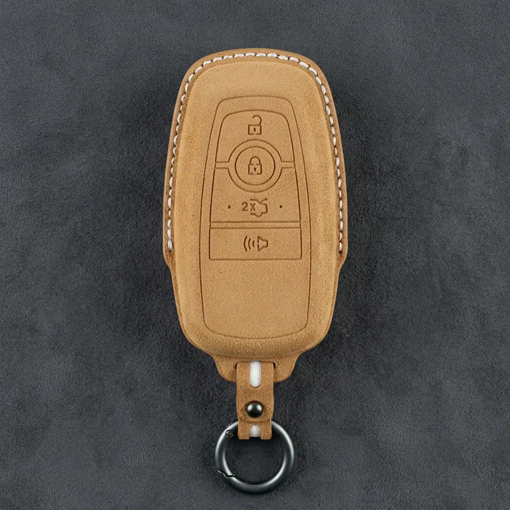 Ford Hand-Stitched Alcantara Key Fob Cover – Center-Ring Shield