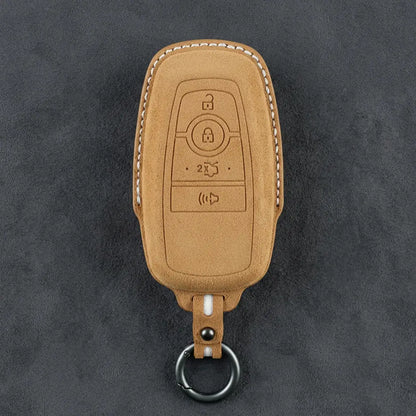 Ford Hand-Stitched Alcantara Key Fob Cover – Center-Ring Shield