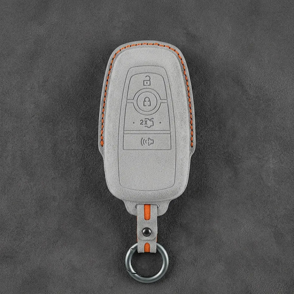 Ford Hand-Stitched Alcantara Key Fob Cover – Center-Ring Shield