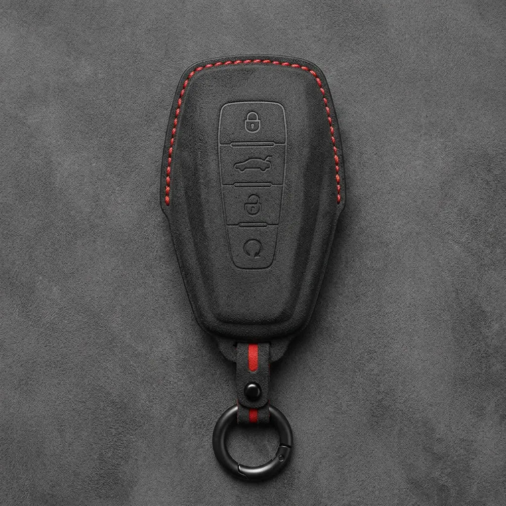 Geely Hand-Stitched Alcantara Key Fob Cover – Shield 4-Button