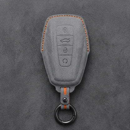 Geely Hand-Stitched Alcantara Key Fob Cover – Shield 4-Button