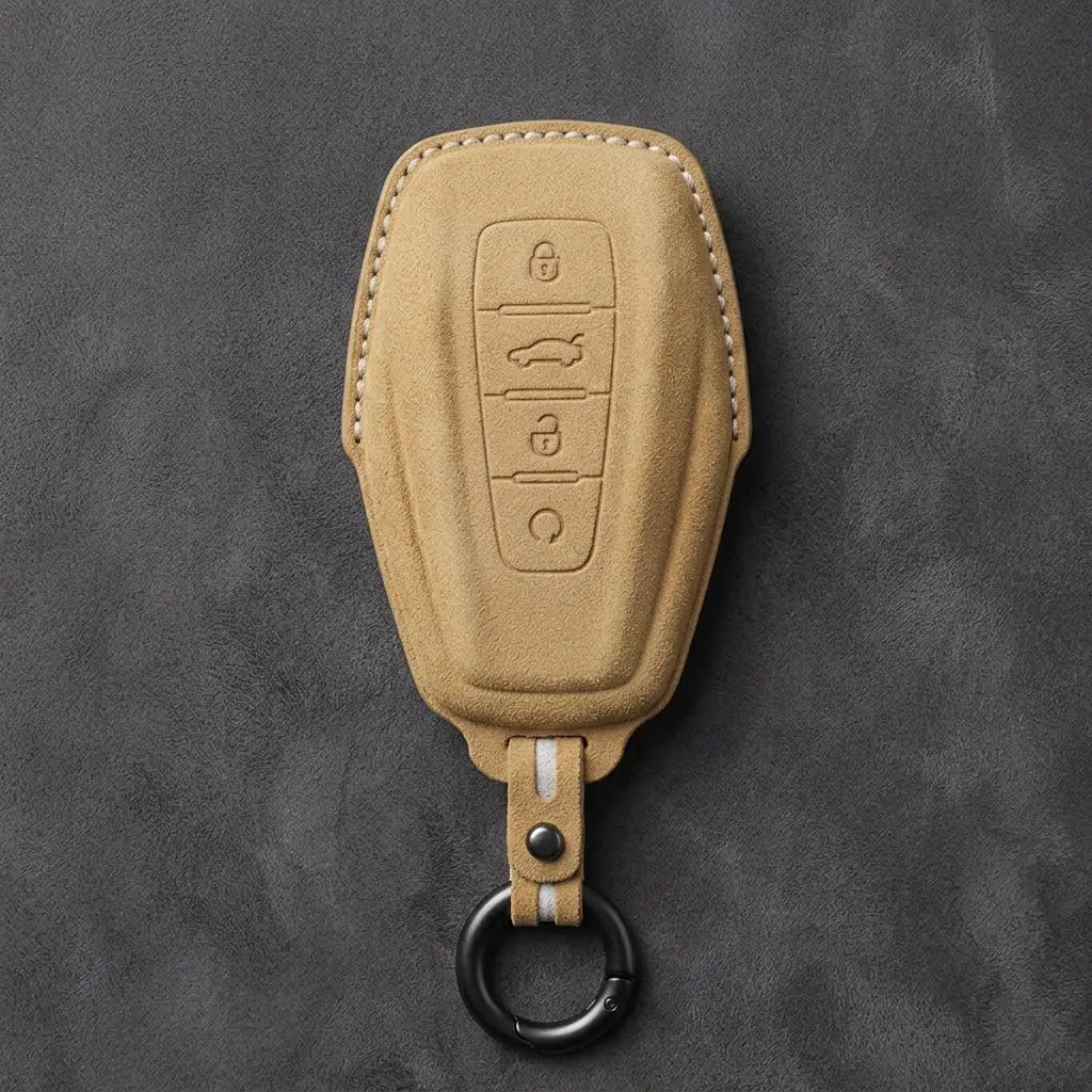 Geely Hand-Stitched Alcantara Key Fob Cover – Shield 4-Button