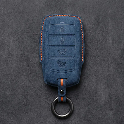 Genesis Hand-Stitched Alcantara Key Fob Cover – 4-Button Smart Key