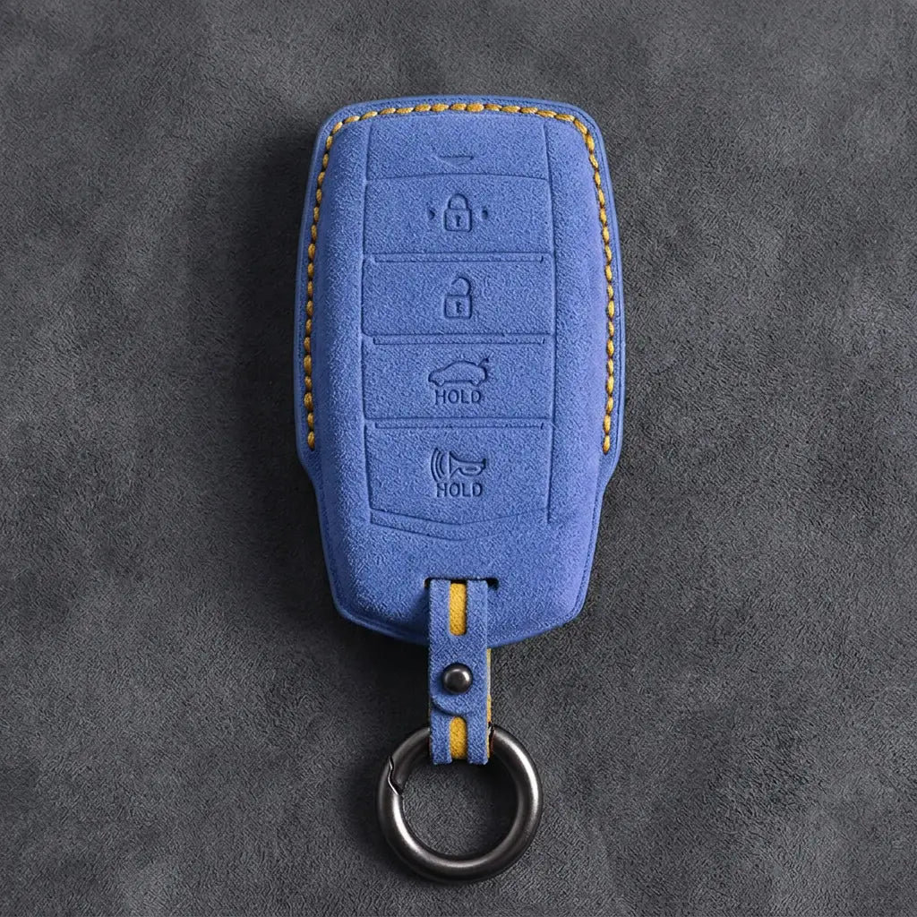 Genesis Hand-Stitched Alcantara Key Fob Cover – 4-Button Smart Key