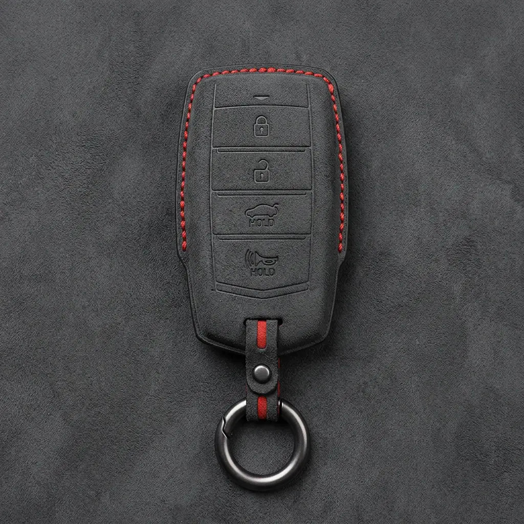 Genesis Hand-Stitched Alcantara Key Fob Cover – 4-Button Smart Key