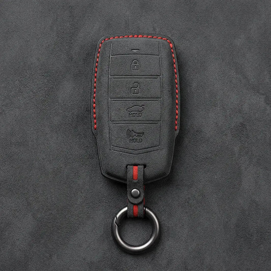 Genesis Hand-Stitched Alcantara Key Fob Cover – 4-Button Smart Key