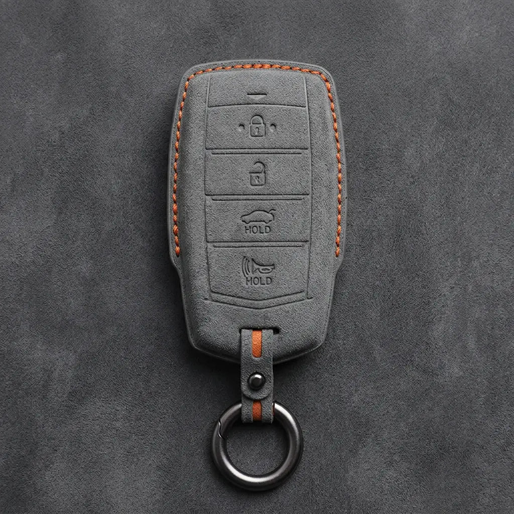 Genesis Hand-Stitched Alcantara Key Fob Cover – 4-Button Smart Key