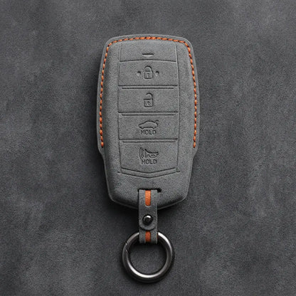 Genesis Hand-Stitched Alcantara Key Fob Cover – 4-Button Smart Key