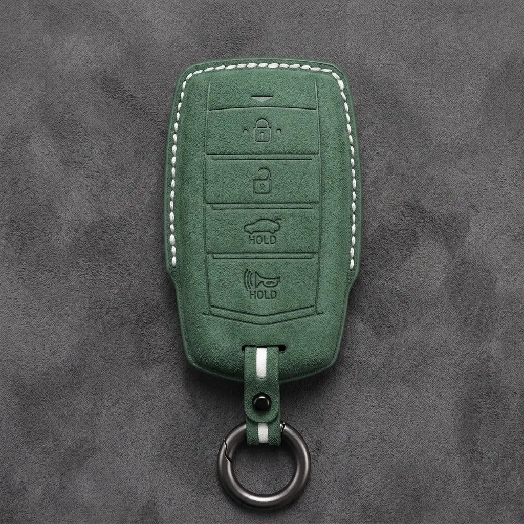 Genesis Hand-Stitched Alcantara Key Fob Cover – 4-Button Smart Key