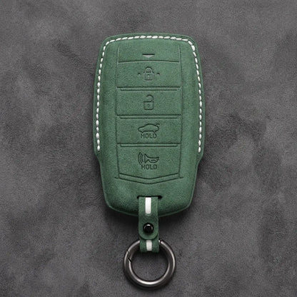 Genesis Hand-Stitched Alcantara Key Fob Cover – 4-Button Smart Key