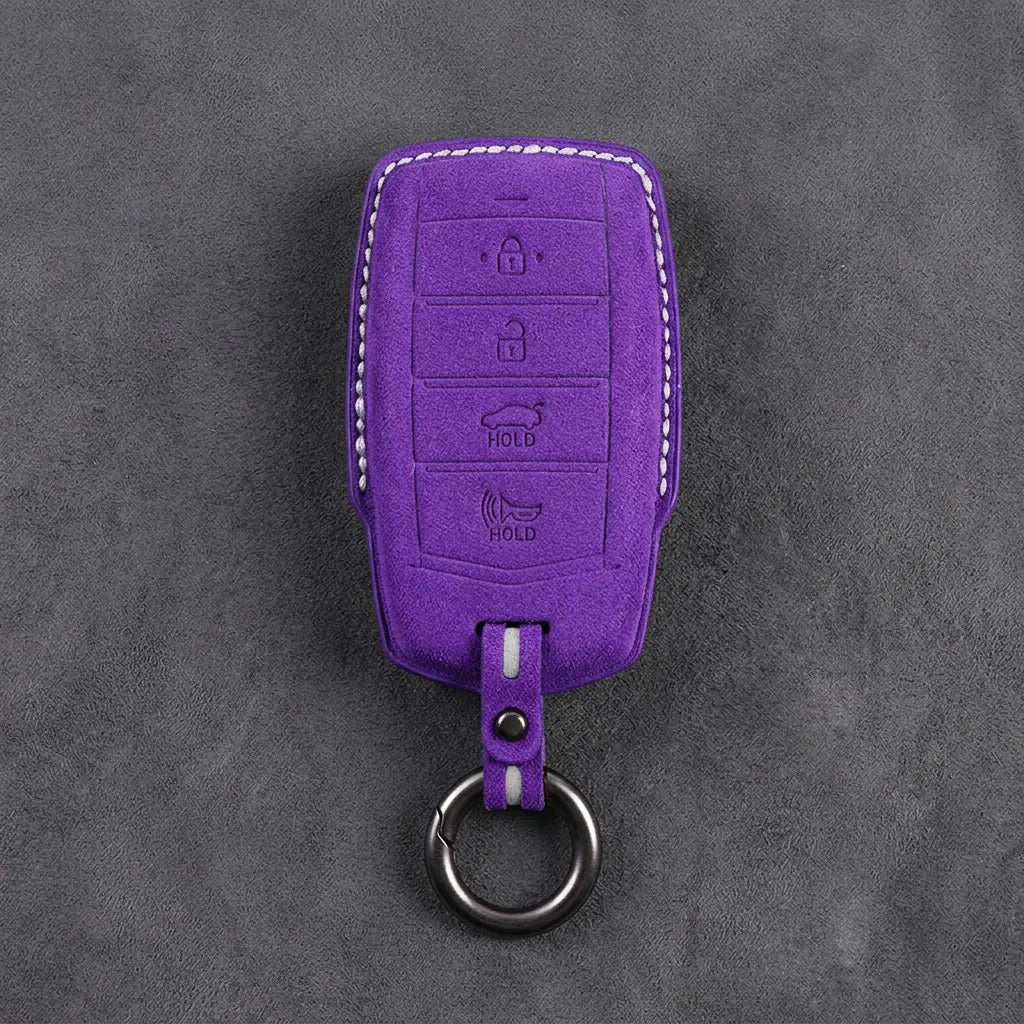 Genesis Hand-Stitched Alcantara Key Fob Cover – 4-Button Smart Key