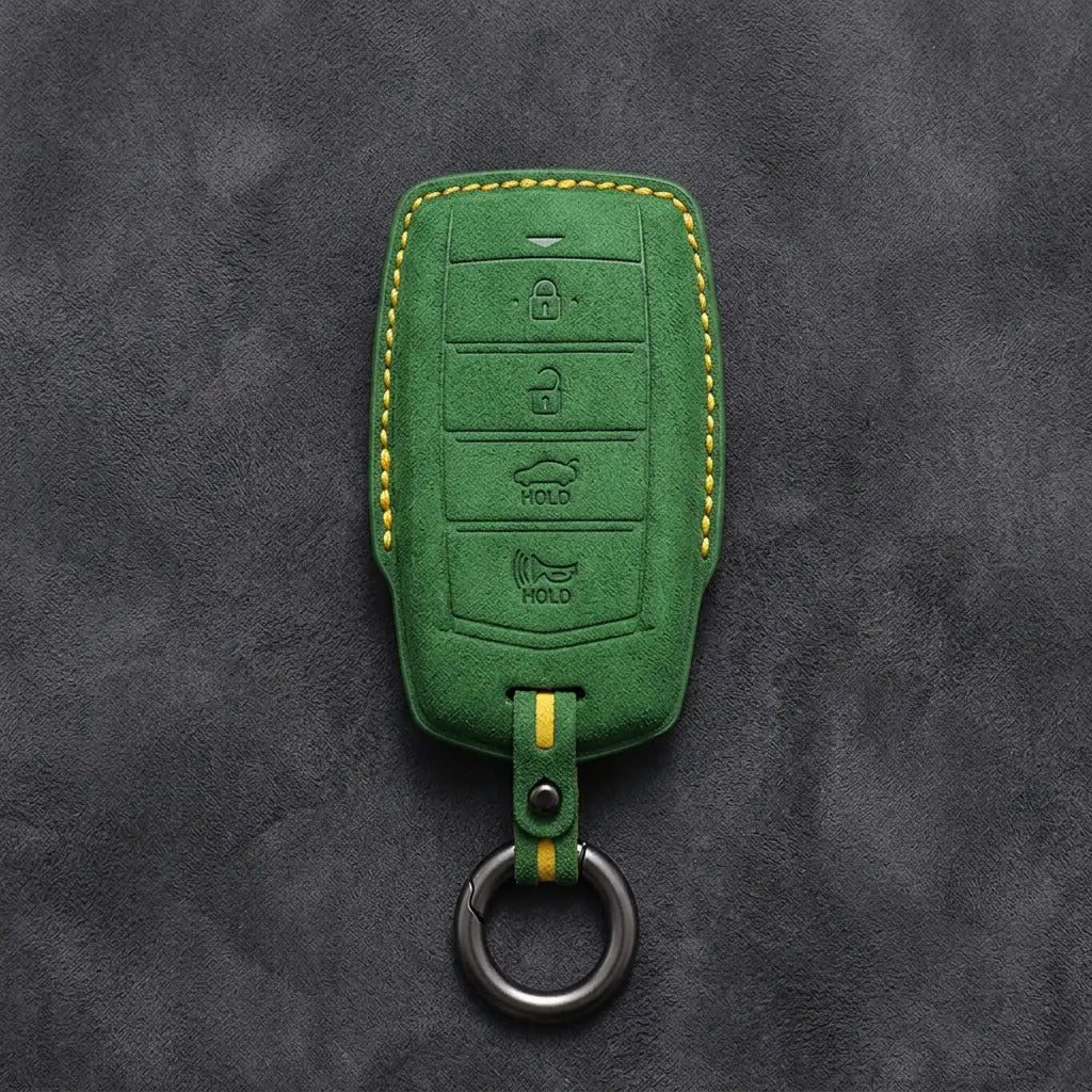 Genesis Hand-Stitched Alcantara Key Fob Cover – 4-Button Smart Key