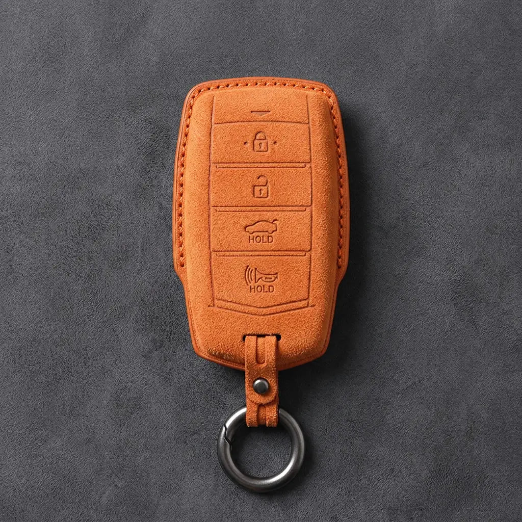 Genesis Hand-Stitched Alcantara Key Fob Cover – 4-Button Smart Key
