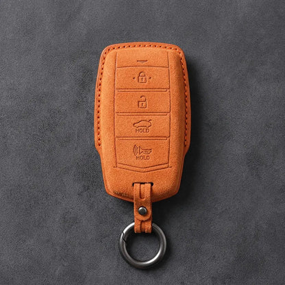 Genesis Hand-Stitched Alcantara Key Fob Cover – 4-Button Smart Key