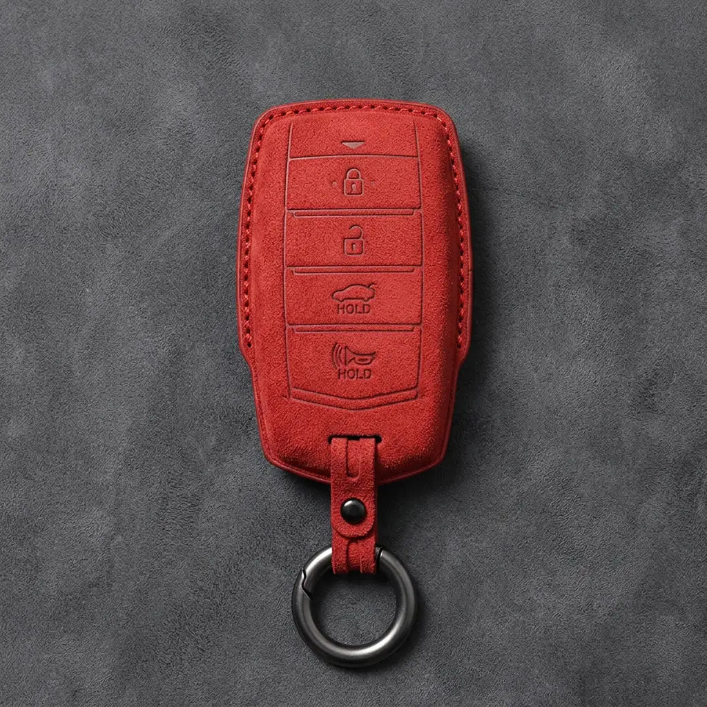 Genesis Hand-Stitched Alcantara Key Fob Cover – 4-Button Smart Key