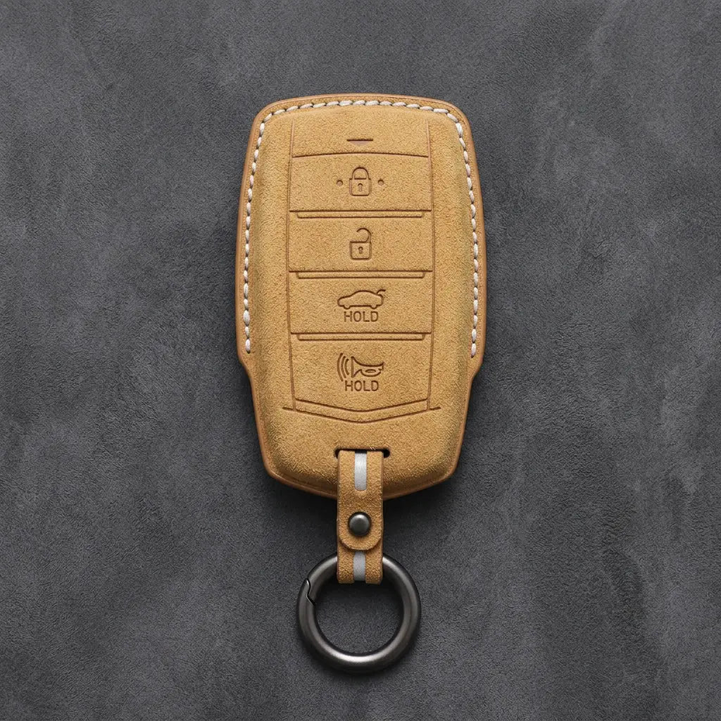 Genesis Hand-Stitched Alcantara Key Fob Cover – 4-Button Smart Key