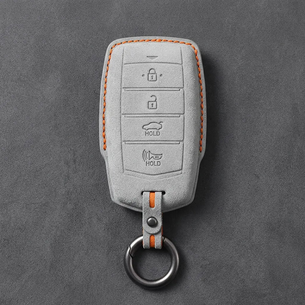 Genesis Hand-Stitched Alcantara Key Fob Cover – 4-Button Smart Key