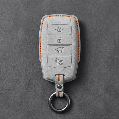 Genesis Hand-Stitched Alcantara Key Fob Cover – 4-Button Smart Key