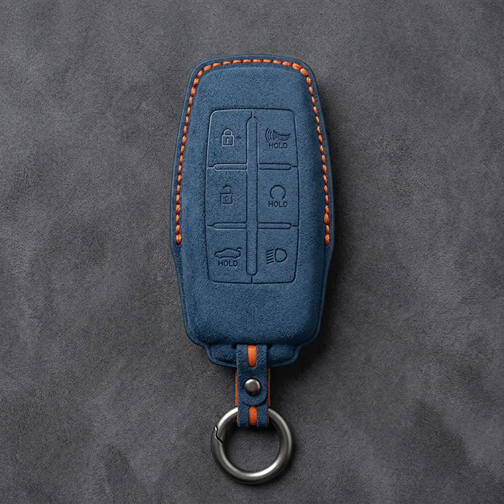 Genesis Hand-Stitched Alcantara Key Fob Cover – 6-Button Smart Key