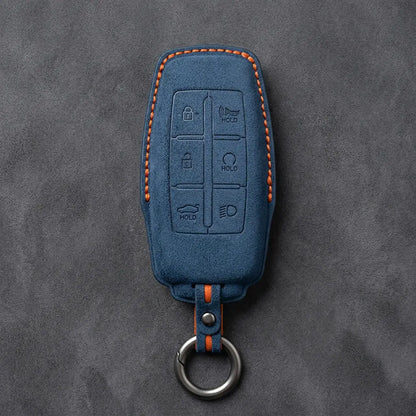 Genesis Hand-Stitched Alcantara Key Fob Cover – 6-Button Smart Key