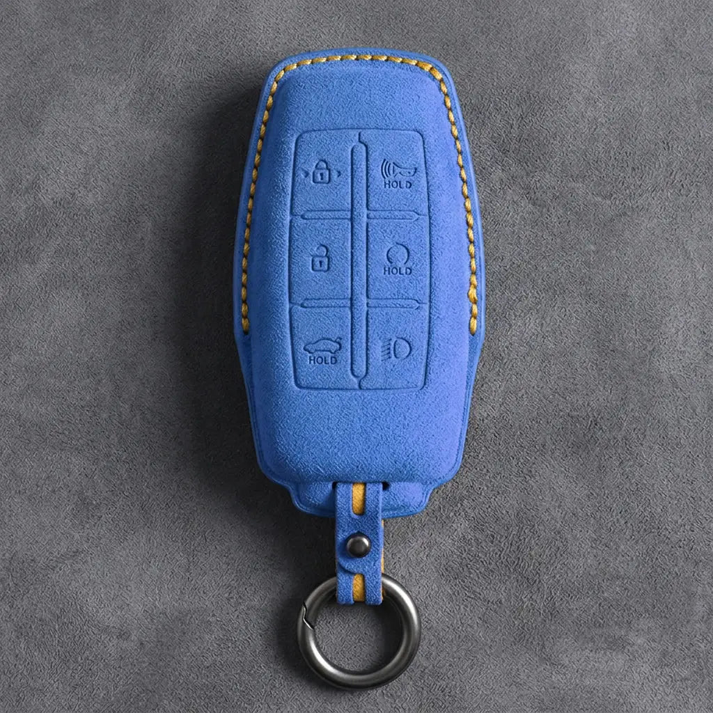 Genesis Hand-Stitched Alcantara Key Fob Cover – 6-Button Smart Key