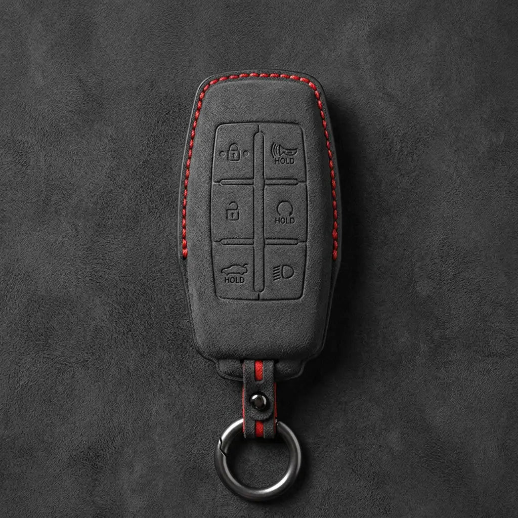Genesis Hand-Stitched Alcantara Key Fob Cover – 6-Button Smart Key
