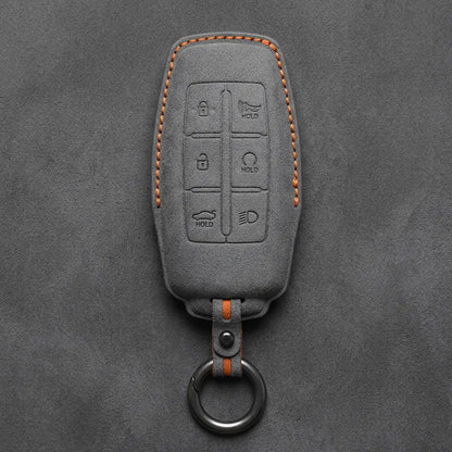 Genesis Hand-Stitched Alcantara Key Fob Cover – 6-Button Smart Key