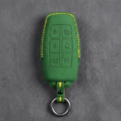 Genesis Hand-Stitched Alcantara Key Fob Cover – 6-Button Smart Key