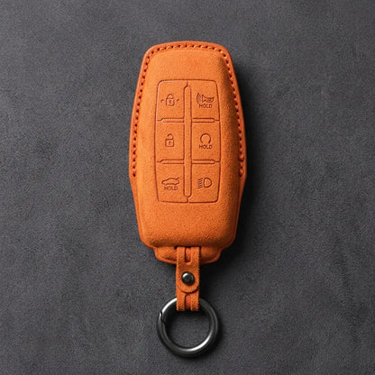 Genesis Hand-Stitched Alcantara Key Fob Cover – 6-Button Smart Key