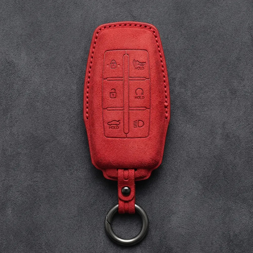 Genesis Hand-Stitched Alcantara Key Fob Cover – 6-Button Smart Key