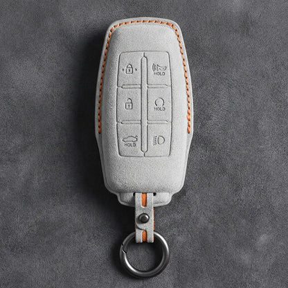 Genesis Hand-Stitched Alcantara Key Fob Cover – 6-Button Smart Key