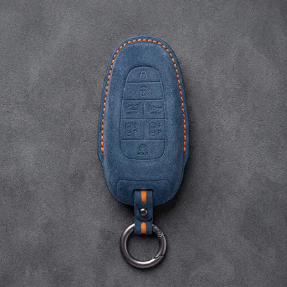 Genesis Hand-Stitched Alcantara Key Fob Cover – 7-Button Smart Park