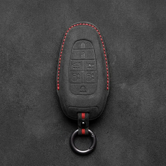 Genesis Hand-Stitched Alcantara Key Fob Cover – 7-Button Smart Park