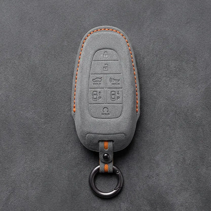 Genesis Hand-Stitched Alcantara Key Fob Cover – 7-Button Smart Park