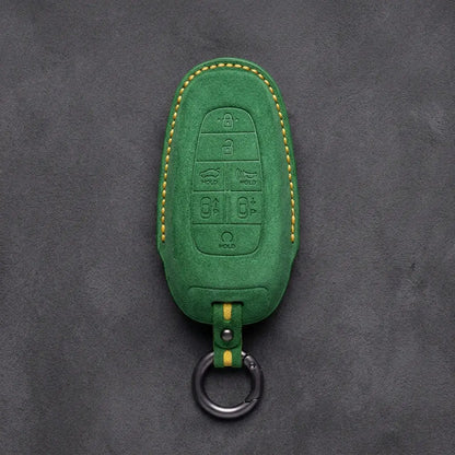 Genesis Hand-Stitched Alcantara Key Fob Cover – 7-Button Smart Park