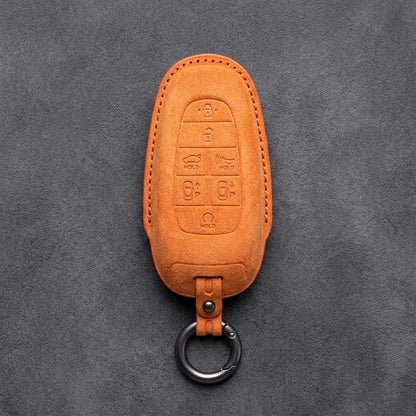 Genesis Hand-Stitched Alcantara Key Fob Cover – 7-Button Smart Park