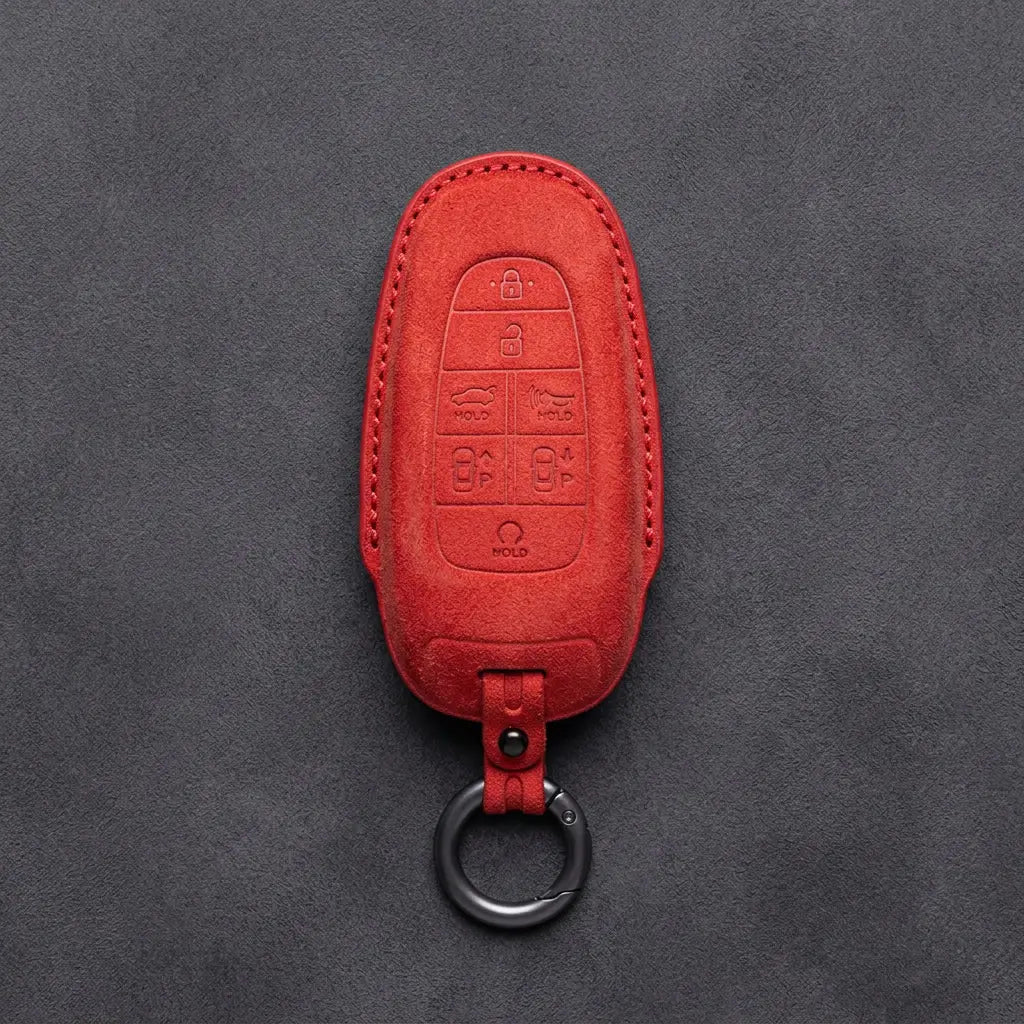 Genesis Hand-Stitched Alcantara Key Fob Cover – 7-Button Smart Park