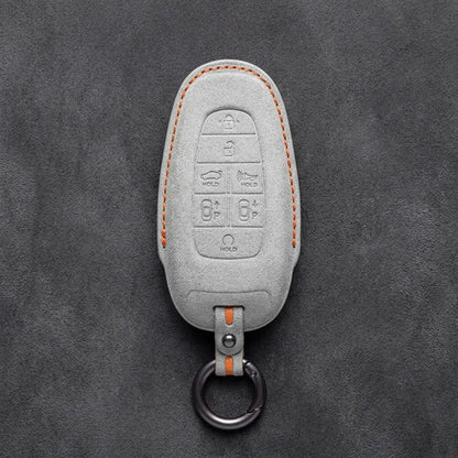Genesis Hand-Stitched Alcantara Key Fob Cover – 7-Button Smart Park