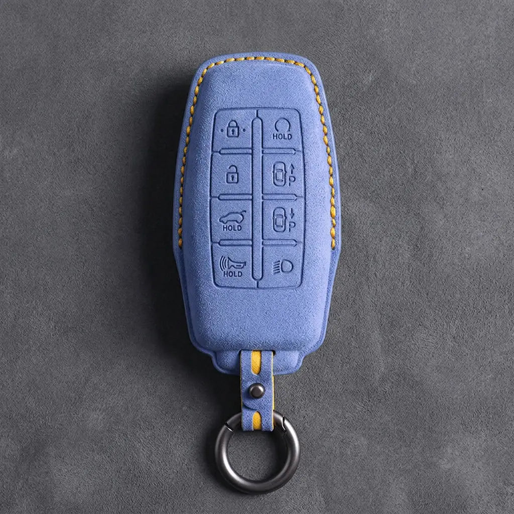 Genesis Hand-Stitched Alcantara Key Fob Cover – 8-Button Smart Park