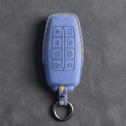 Genesis Hand-Stitched Alcantara Key Fob Cover – 8-Button Smart Park