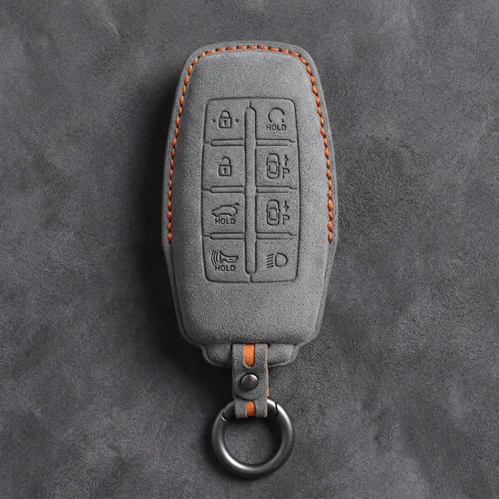 Genesis Hand-Stitched Alcantara Key Fob Cover – 8-Button Smart Park