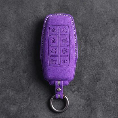 Genesis Hand-Stitched Alcantara Key Fob Cover – 8-Button Smart Park