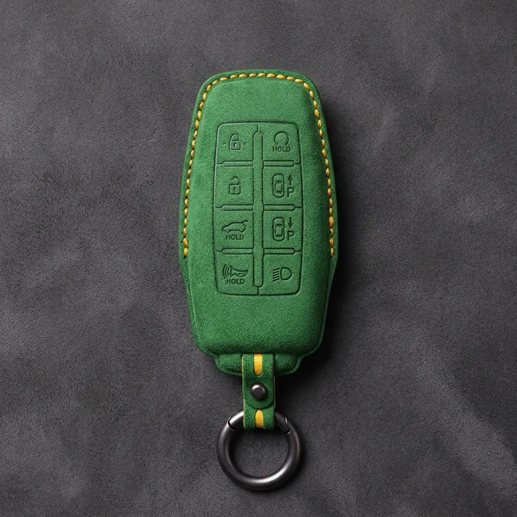 Genesis Hand-Stitched Alcantara Key Fob Cover – 8-Button Smart Park