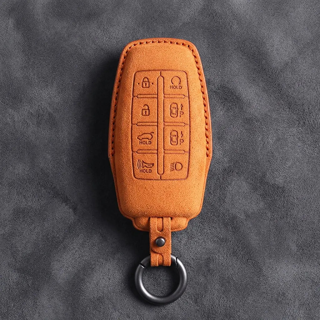 Genesis Hand-Stitched Alcantara Key Fob Cover – 8-Button Smart Park