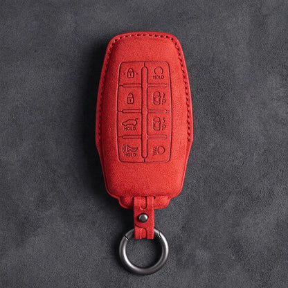 Genesis Hand-Stitched Alcantara Key Fob Cover – 8-Button Smart Park