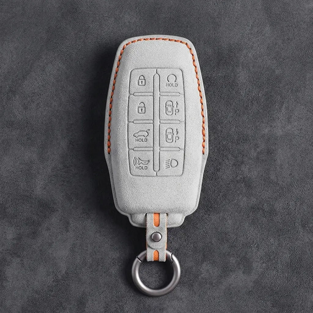 Genesis Hand-Stitched Alcantara Key Fob Cover – 8-Button Smart Park