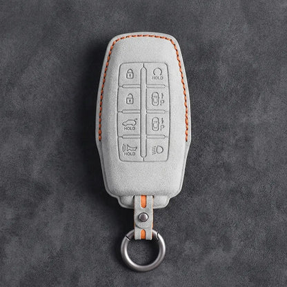 Genesis Hand-Stitched Alcantara Key Fob Cover – 8-Button Smart Park