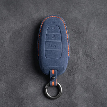 Hyundai Hand-Stitched Alcantara Key Fob Cover – Oval 3-Button Smart Key